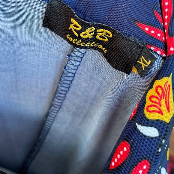 R & B Collections • Boho • Red/Blue • Geometric Design • Dress • Size X-Large - Picture 10 of 12